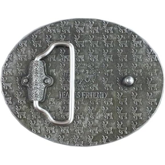 Men's Metallic Vintage Native American Vintage Style Deer Oval Belt Buckle - Picture 8 of 8